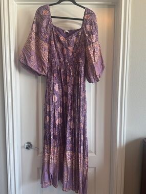 In Bloom Lavender Floral Maxi Dress with Puff Sleeves
